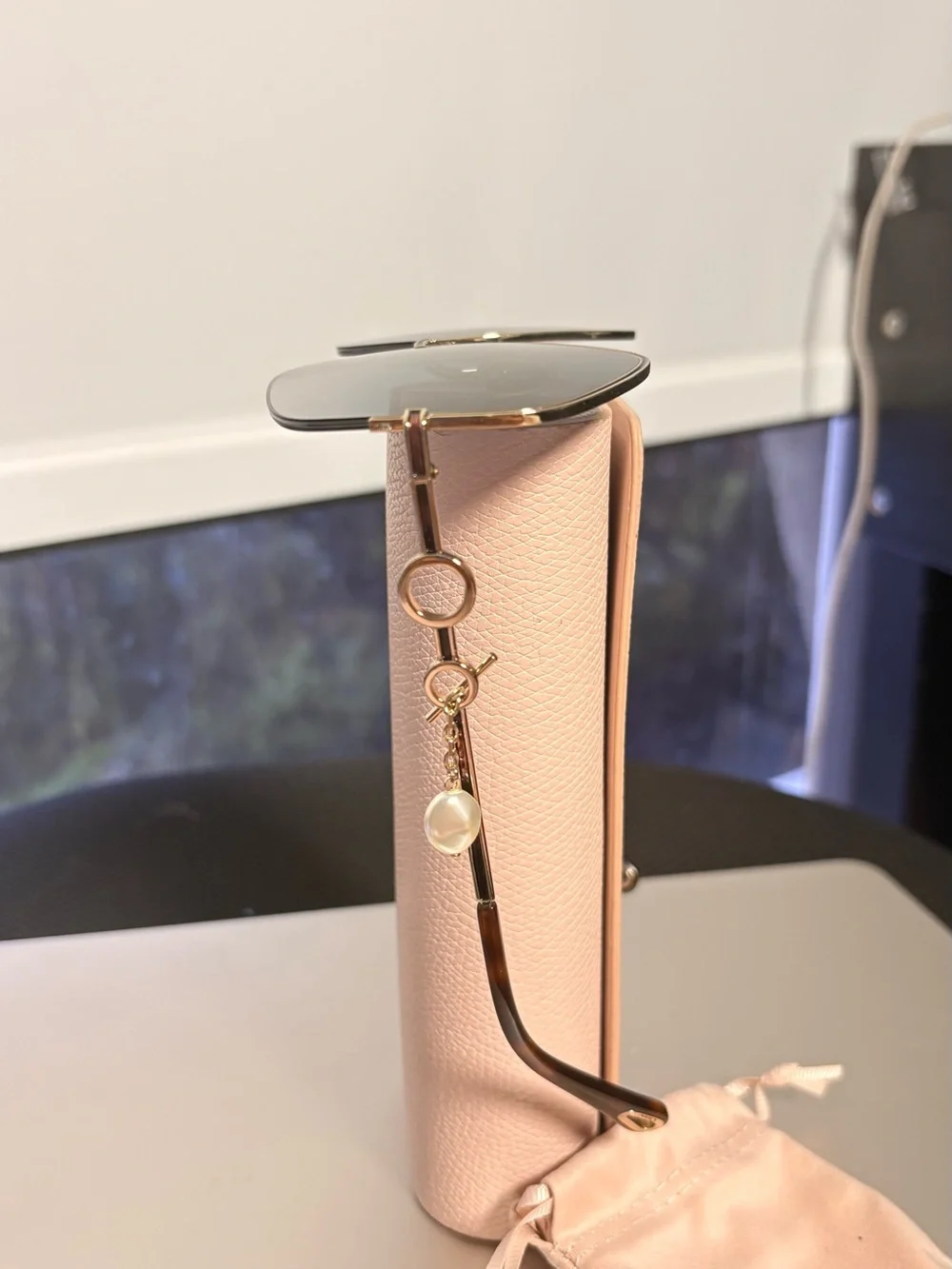 Chloe Gold Frame Sunglasses with Dark Gray Gradient Lenses